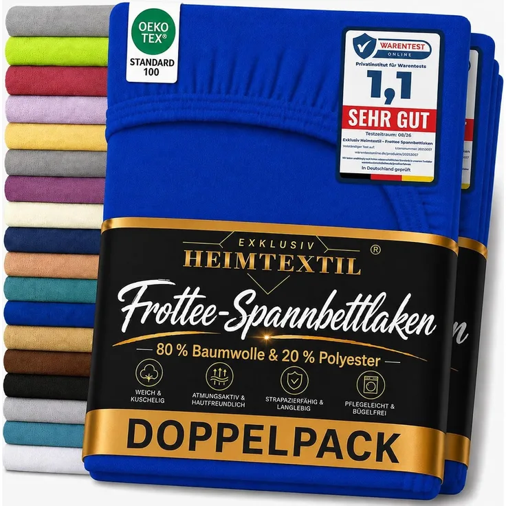 Frottee Spannbettlaken Doppelpack 140 - 160 x 200 cm Royalblau