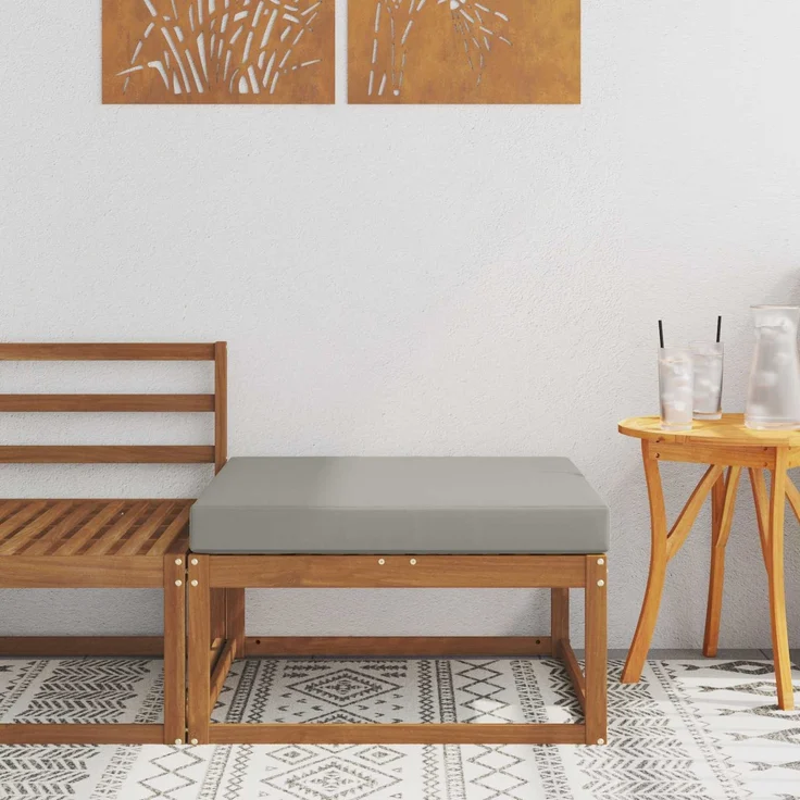 vidaXL Outdoor-Fußhocker Massivholz Akazie Natur und Hellgrau 900528 – Bild 1