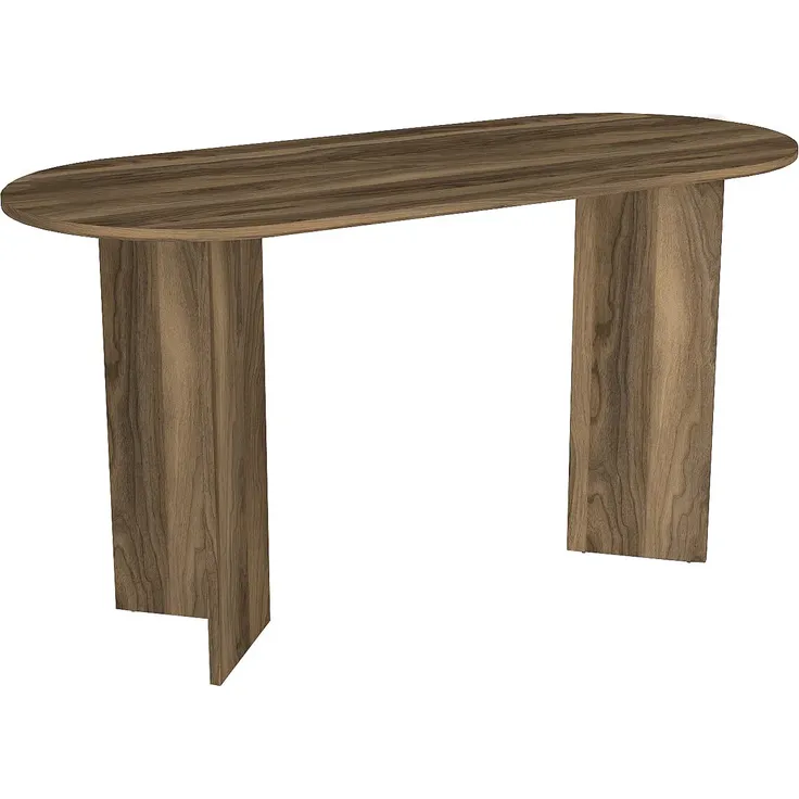 Vente-unique - TOPANIA - Konsolenschreibtisch - Holz, Platte - Spanplatte - Naturfarben dunkel - 140 x 59.6 x 74 cm