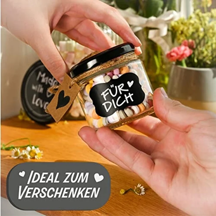 Praknu Einmachglas 25 Marmeladengläser Klein 125ml - Mit Etiketten & Stift - Luftdicht, Glas, (Set, 25-tlg), mit Deckel und Etiketten - Luftdichte Einmachgläser zum verschenken – Bild 4