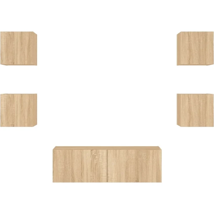 vidaXL 5-tlg. TV-Wohnwand mit LED-Leuchten Sonoma-Eiche 3216862 – Bild 10