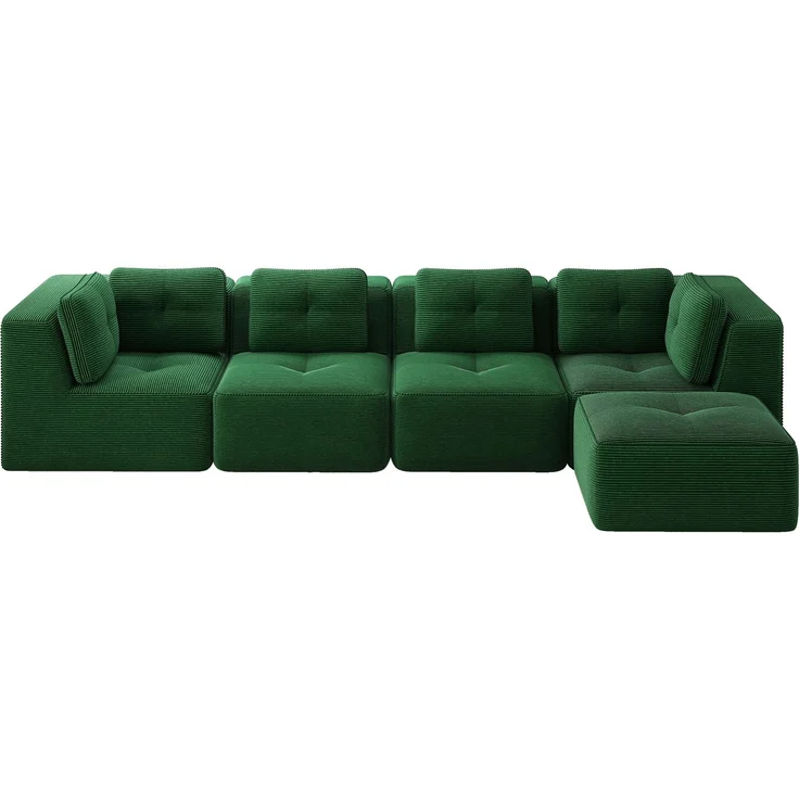 EINHOM Modulares Wohnzimmersofa ohne Gestell, ein bequemes Viersitzer-Sofa mit tiefer Sitzfläche, weichen Kissen und Cordbezug, kein Aufbau erforderlich und mit rutschfestem Design, Grün – Bild 7