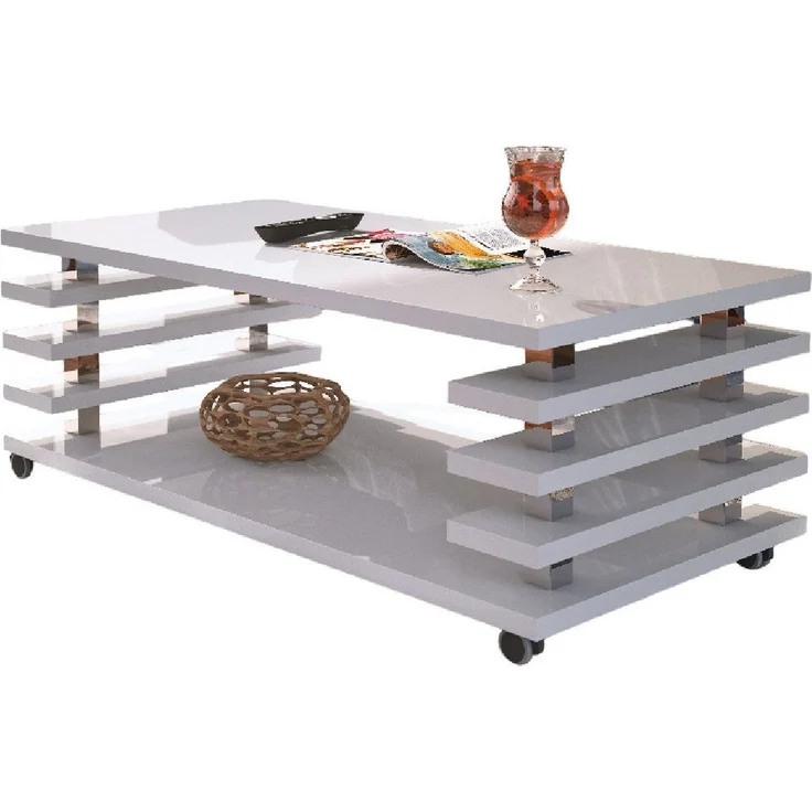 designimpex Couchtisch Design Couchtisch DC-3 Wohnzimmertisch Tisch Rollen – Bild 5