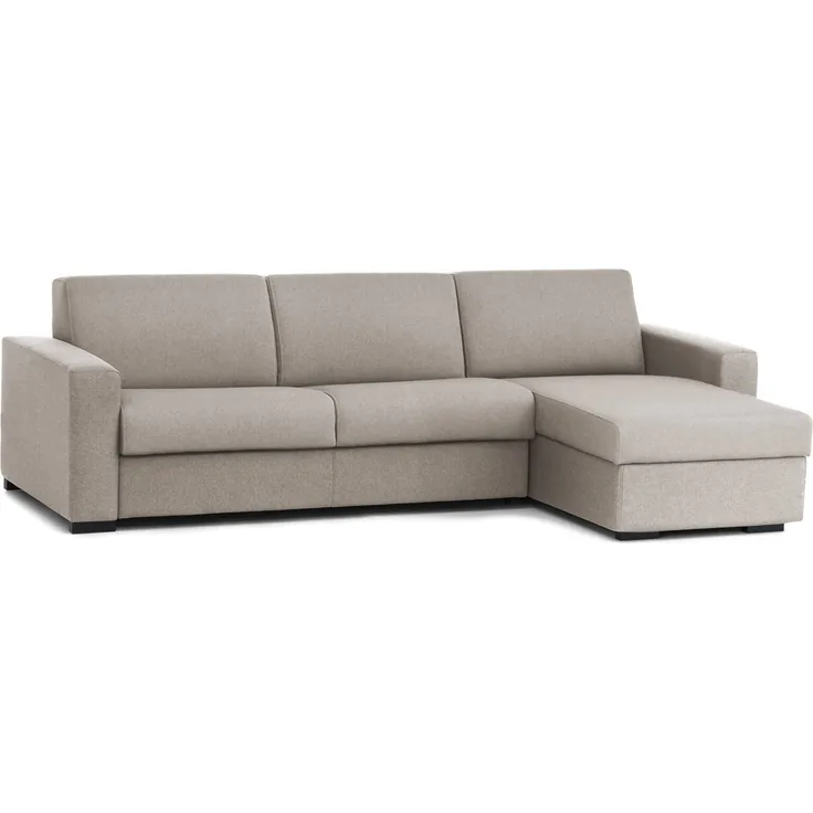Dmora Sofa mit Halbinsel Azechiele, Ecksofa, Halbinsel mit umkehrbarem Stauraum, schmale Armlehnen, 100 % Made in Italy, 260 x 95 x 90 cm, Taupe