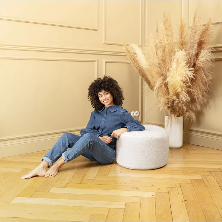 Sitting Point Sitzsack Wooly DOT. COM Fellimitat in Taupe – Bild 5