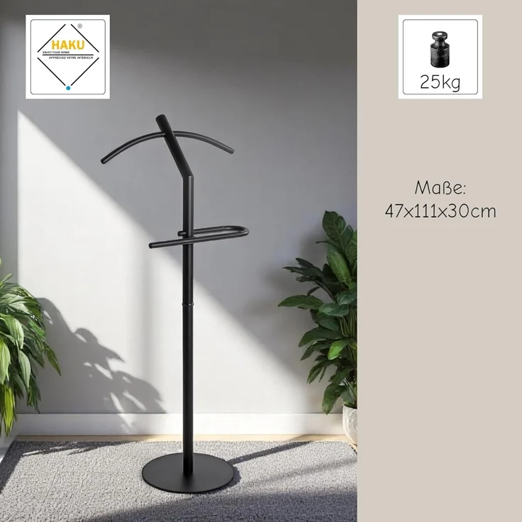 HAKU Möbel Herrendiener, schwarz, Metall - Maße: B 47 x H 111 x T 30 cm, Style: Modern – Bild 9