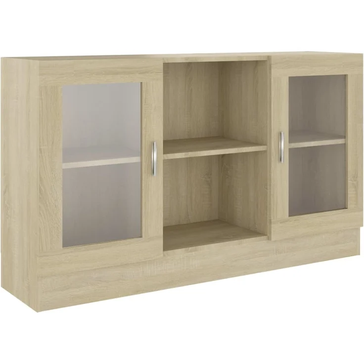 Vitrinenschrank, Kommode, Sideboard Sonoma-Eiche 120 x 30,5 x 70 cm Holzwerkstoff – Bild 2
