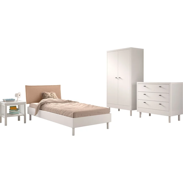 Jugendzimmer-Set >Buche Massiv< (4-teilig) in Buche massiv weiß lackiert – Bild 2