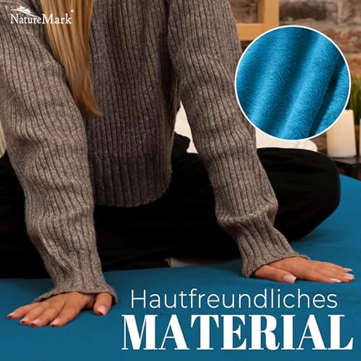 NatureMark Spannbettlaken Winter Thermo Fleece Spannbetttuch, 80% Baumwolle und 20% Polyester, Gummizug: rundum, (1 Stück), 180 x 200 cm bis 200 x 200 cm - Türkis – Bild 7