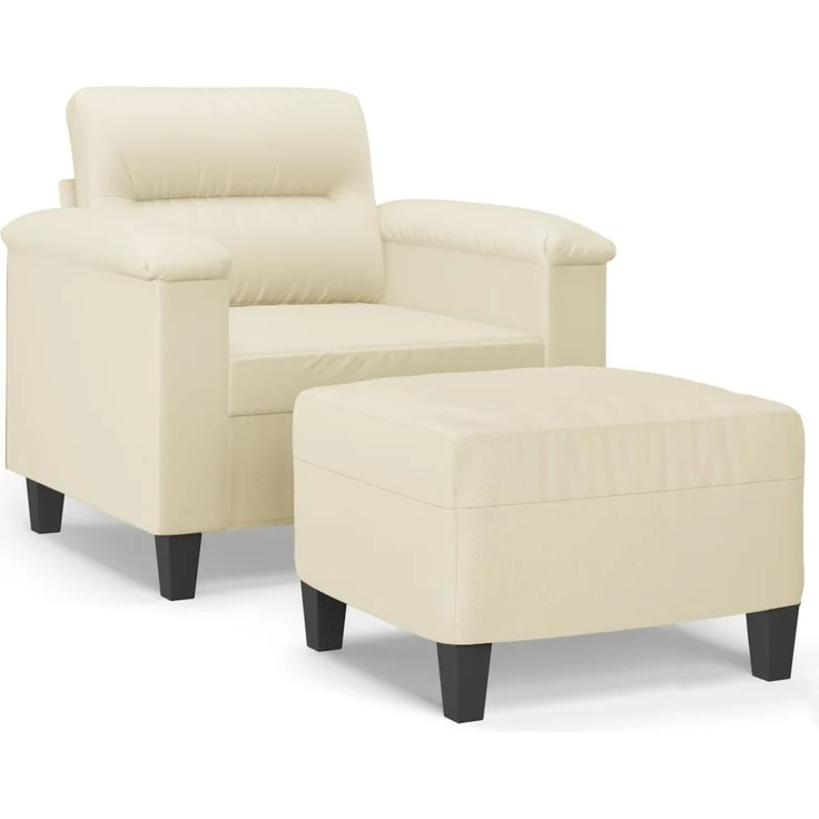 vidaXL Sessel mit Hocker Creme 60 cm Kunstleder 3201238 – Bild 1