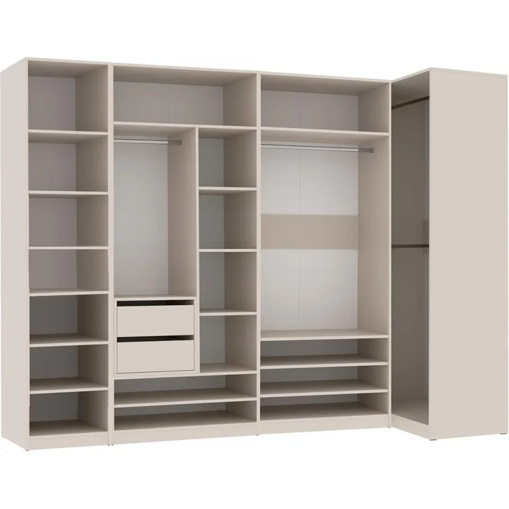 Marmex Möbel TRES SET B Garderobenschrank-Set für Kleidung, Schuhe, offener Kleiderschrank mit Regalsystem, laminierte Spanplatte, graubeige cashmere, 320x206x51 cm – Bild 4