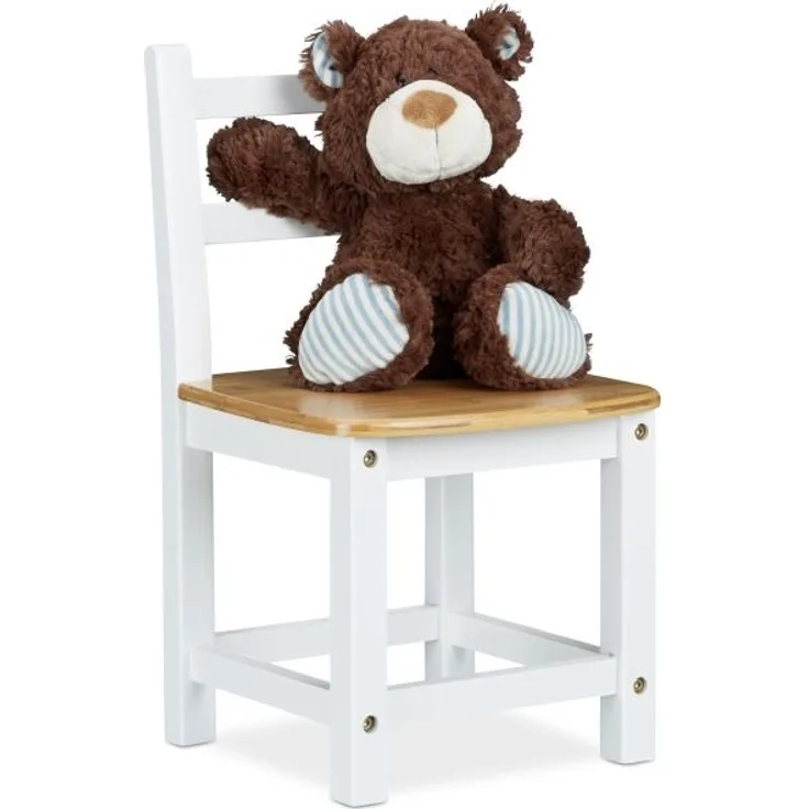 Relaxdays Kinderstuhl Rustico aus Bambus weiß/Natur