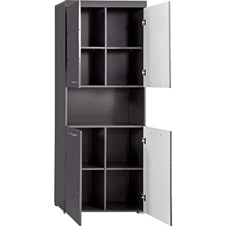 Trendteam 'Amanda' Hochschrank, Holz, Grau Hochglanz, 190 x 31 x 73 cm – Bild 6
