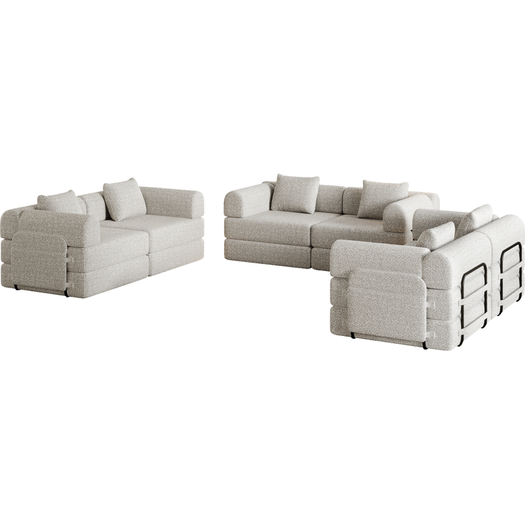 Schlafsofa aus Chenille, 2-in-1 mit Armlehnen-Ablagefach, 274x183,8x69,8 cm, Khaki – Bild 4