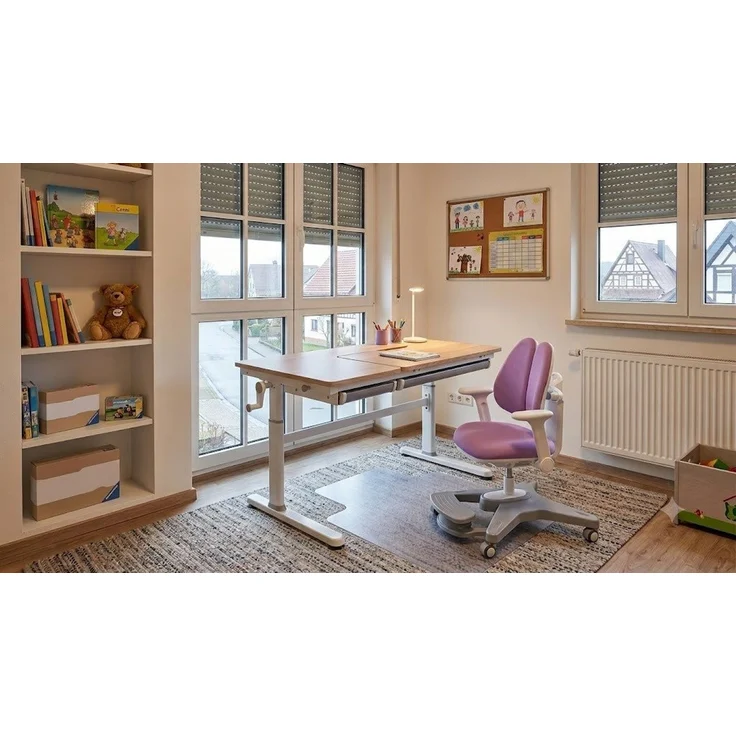 HOKO Kinderschreibtisch höhenverstellbar für Kinderzimmer (Tisch-Stuhl-Set, vielseitig verstellbarer Kinderstuhl, 80x40 cm neigbarer Tischplatte), 120x60 cm Tisch, für Kinder ab 6 Jahren, Holzoptik-Rosa, CELIN & ANKE – Bild 2