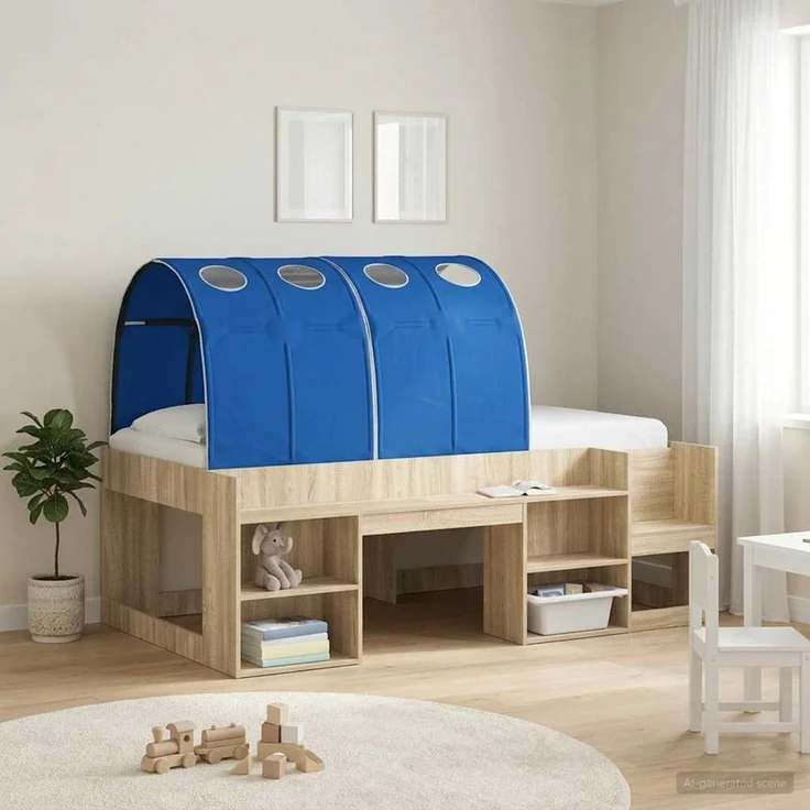 vidaXL Bettunnel 2 pcs Blau 211 x 67,5 x 2 cm Polyester 893710 – Bild 4