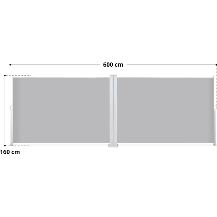 SVITA Doppelseitenmarkise ausziehbar freistehend Sichtschutz 600x160 cm Beige – Bild 9