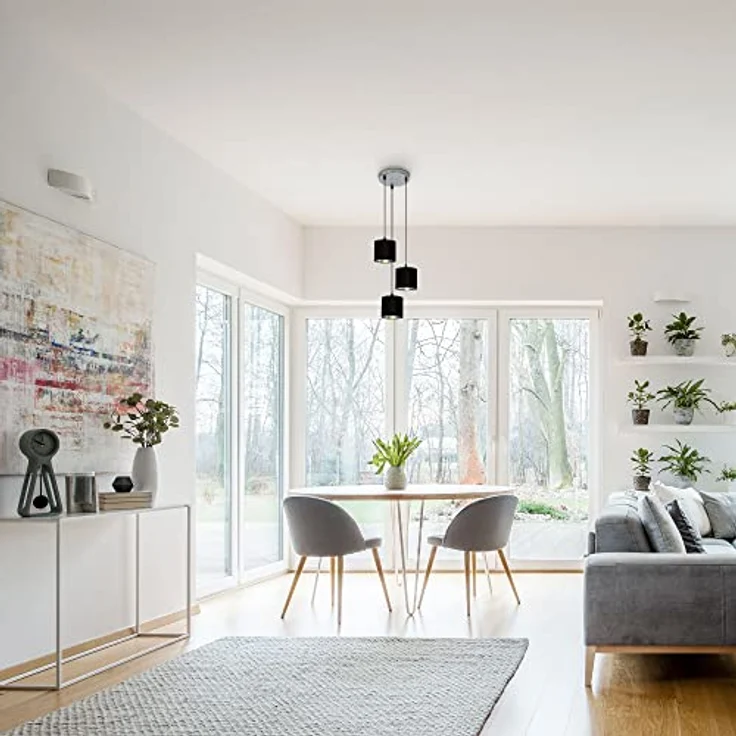 Briloner Pendelleuchte LURI, antik-silber mit Stoff-Schirmen, 3xE14, exklusive Leuchtmittel, IP20, handgefertigt – Bild 3
