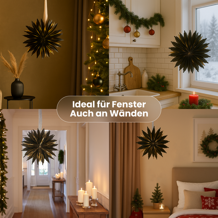 Star - Papierstern Dis Grün 40 cm - stilvoller halbtransparenter Weihnachtsstern für Innen, perfekt für Fenster & Wand – Bild 6