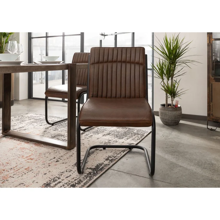 Freischwinger Echtleder 52x61x92 braun IRON LABEL #03 – Bild 3