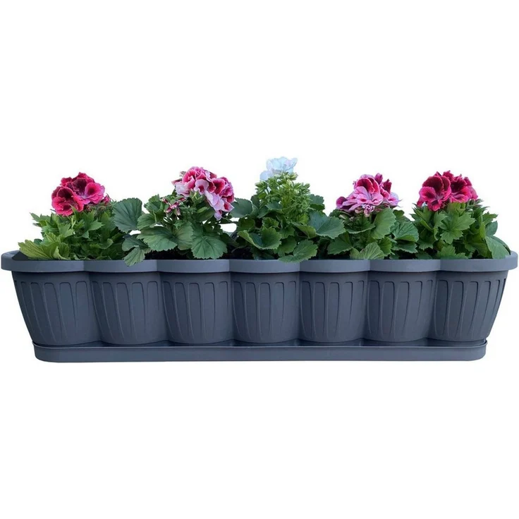 BURI Blumenkasten 1er Set 80cm Blumenkasten Pflanzkasten Anthrazit mit Bewässerung – Bild 5