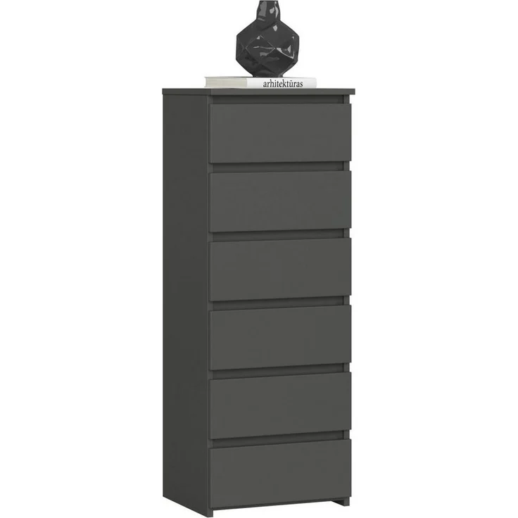 Home Collective Kommode 40 cm breit Holz Highboard Sideboard für Flur Schlafzimmer Wohnzimmer (Mehrzweckschrank Schrank schmal Kommode Schlafzimmer mit Schubladen), Kinderzimmer Organizer, 109 cm hoch mit 6 Schubladen Graphit – Bild 1