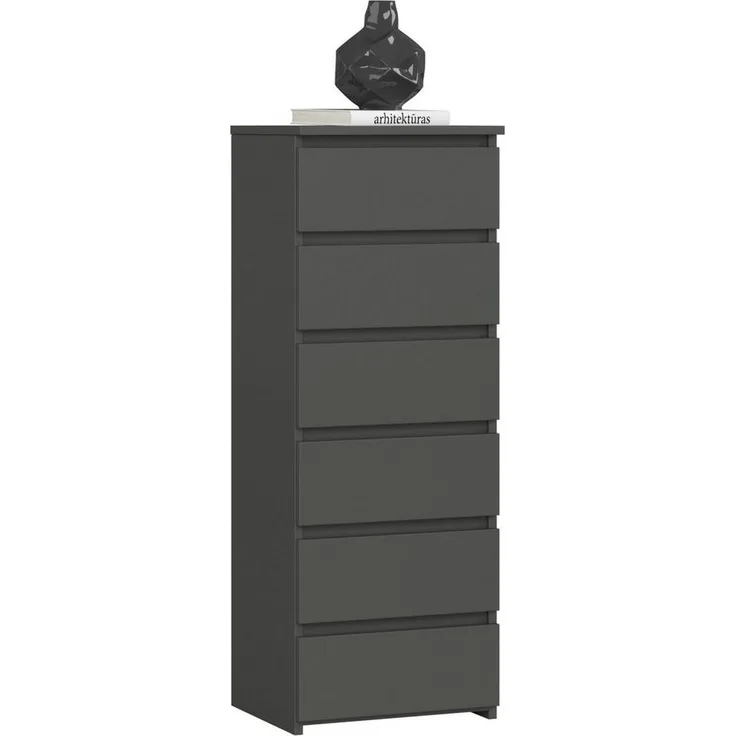 Home Collective Kommode 40 cm breit Holz Highboard Sideboard für Flur Schlafzimmer Wohnzimmer (Mehrzweckschrank Schrank schmal Kommode Schlafzimmer mit Schubladen), Kinderzimmer Organizer, 109 cm hoch mit 6 Schubladen Graphit