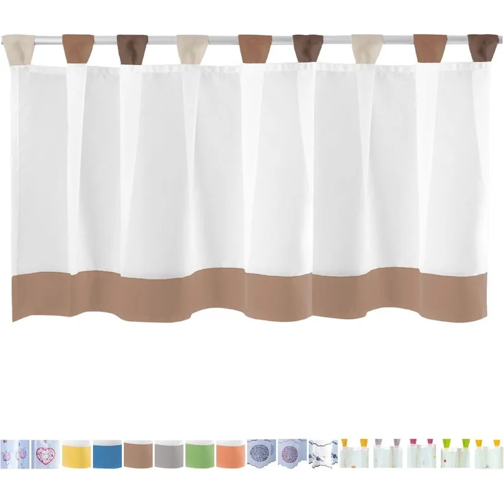 Bistrogardine mit Schlaufen ca. 150x45 cm Auswahl: braun - weiß – Bild 3