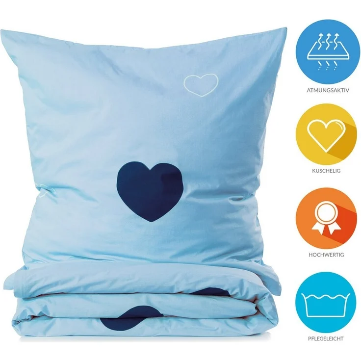 Lavea Kinderbettwäsche Bettwäsche Kinder Herzen Set, mit Reißverschluss, mit Herzmotiv, 100% Baumwolle, 2 teilig, weiche Bezüge für Bettdecke und Kopfkissen – Bild 1