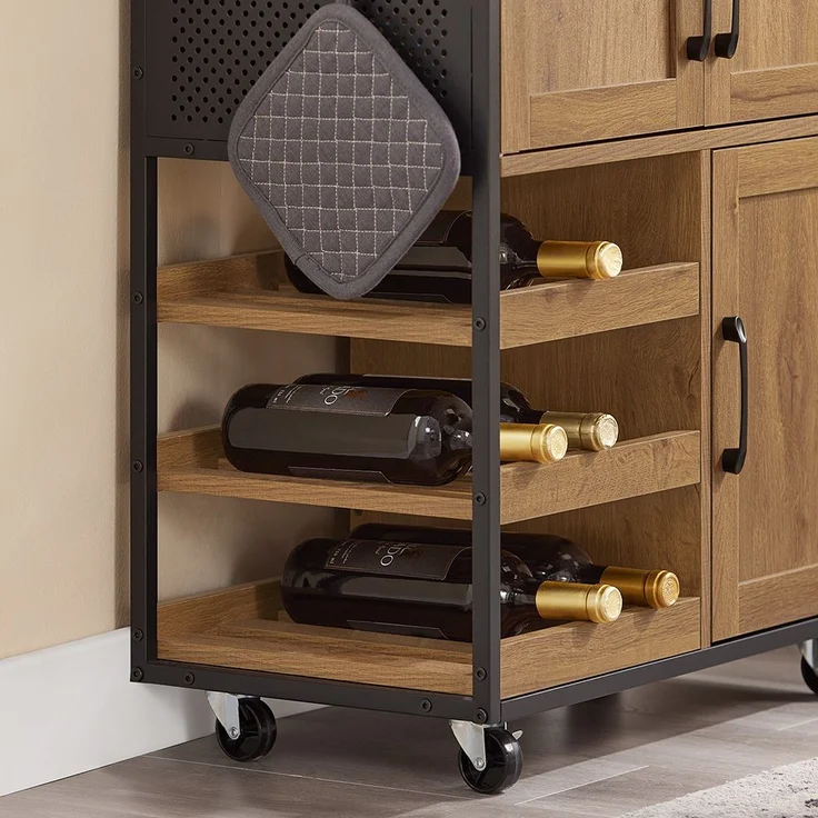 SoBuy FKW134-N Kücheninsel, Spanplatte, Melamin, Hellbraun, 99 x 85 x 40 cm – Bild 7