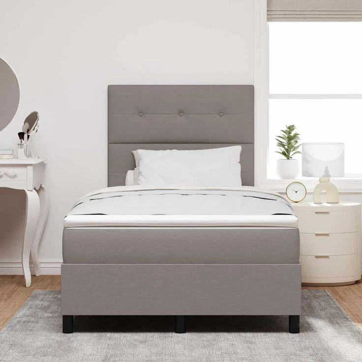 vidaXL Boxspringbett mit LED-Lichtleisten Taupe 120 x 190 cm Stoff 3342855 – Bild 4