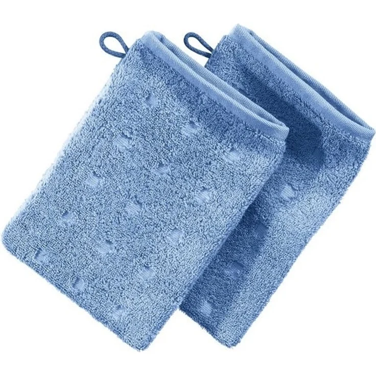 Möve Waschhandschuh Waschhandschuh 2er-Pack "Quadretti", Frottier (2-St), Walk-Frottier Uni – Bild 2