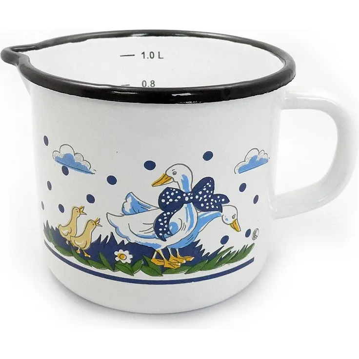 KARL KRÜGER Milchtopf Gänseglück mit Ausguss 1,25 Liter Ø12cm emailliert