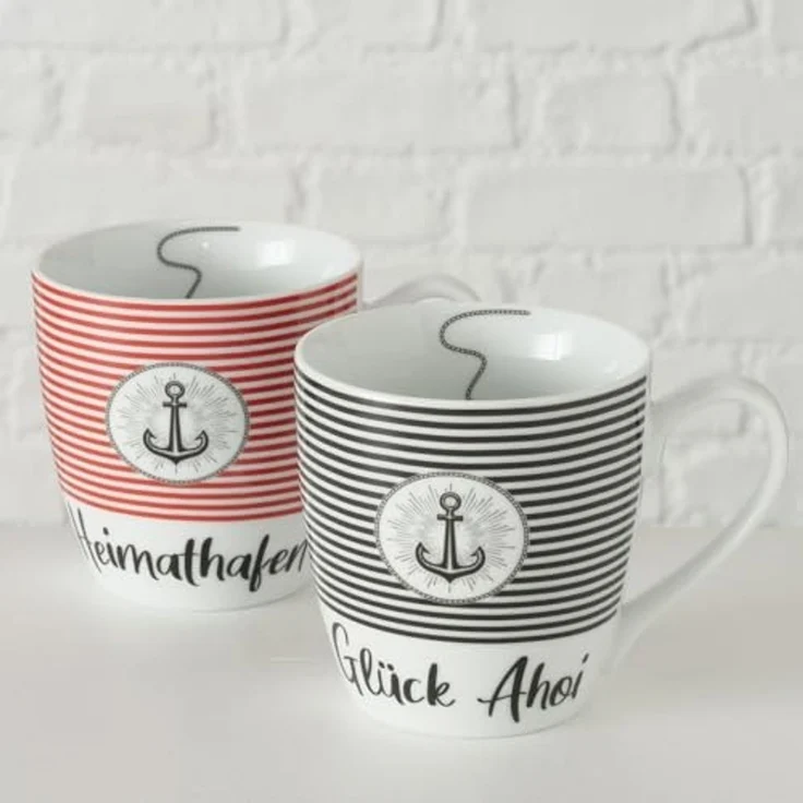 BOLTZE Tasse 2er-Set Jumbotassen Marino, rot + blau mit Anker – Bild 6