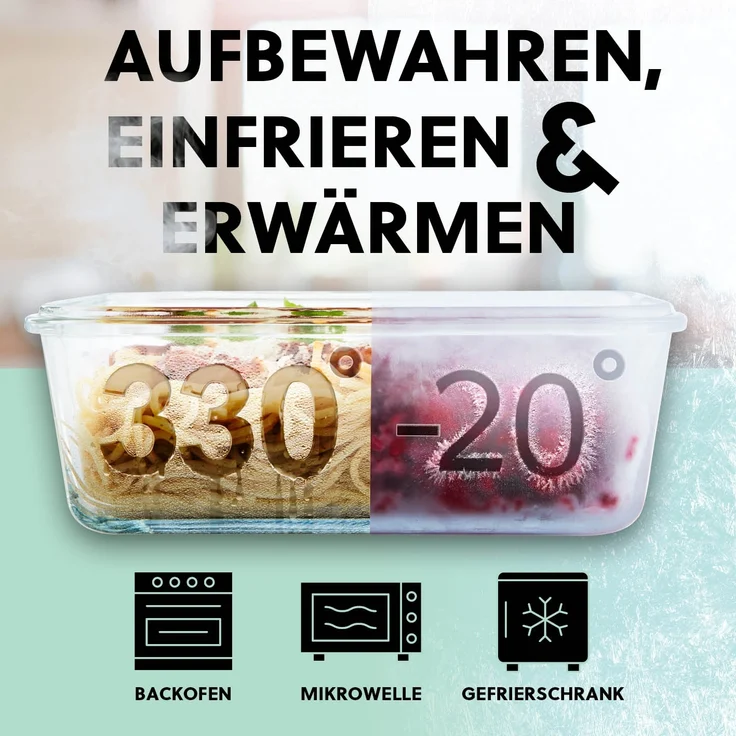 GOURMETmaxx Frischhaltedose, Glas, (12-tlg), lang-anhaltendes Aroma perfekt für gekochte Speisen, Snacks etc. – Bild 5