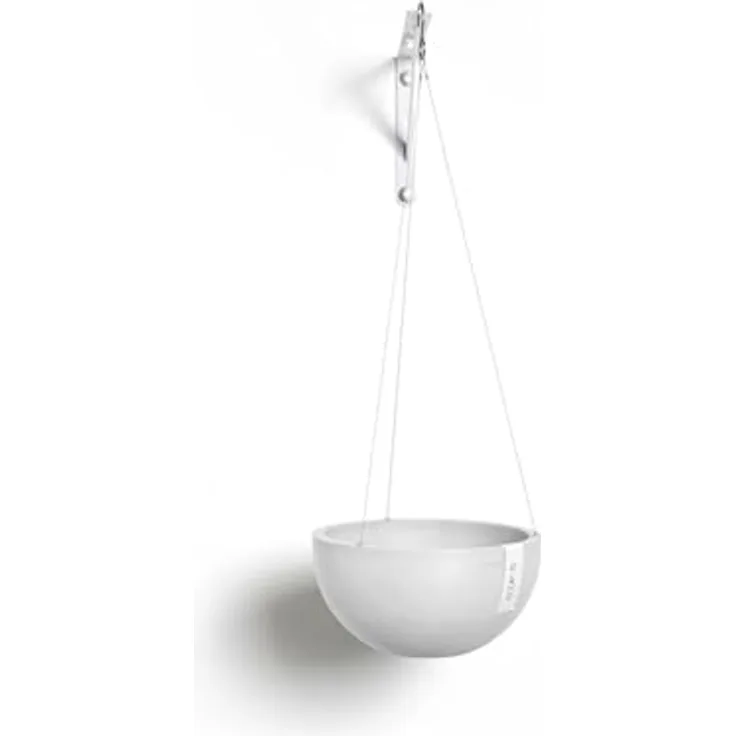 Ecopots Brussels Hängeampel Brussel, Blumentopf aus recyceltem Kunststoff, Ø 26,5 cm, Weiß