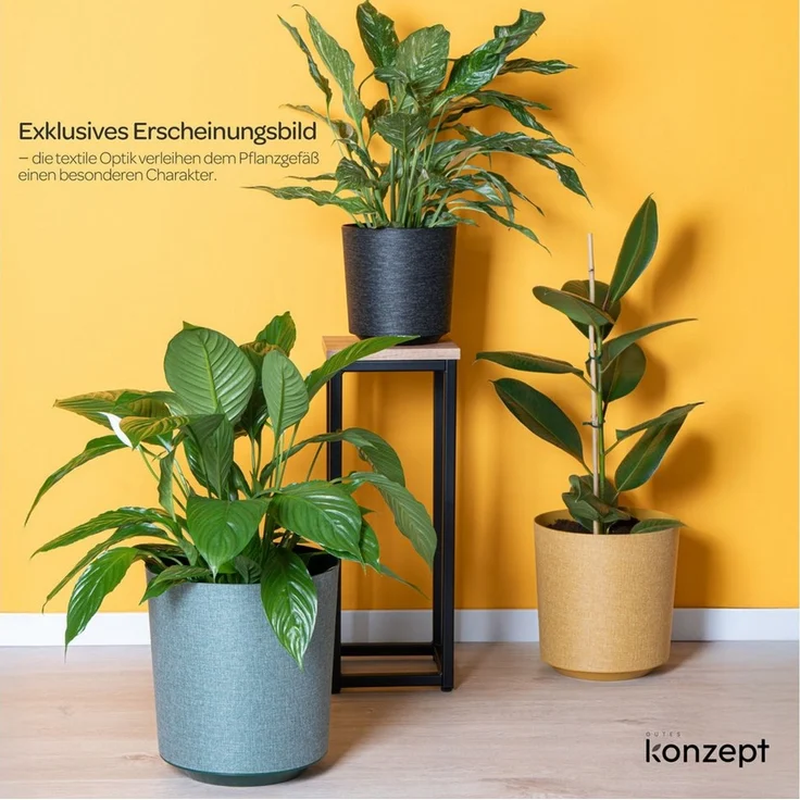KONZEPT Blumentopf Pflanztopf in Textil-Optik (1 St), Übertöpfe aus Kunststoff für Zimmerpflanzen – Bild 2