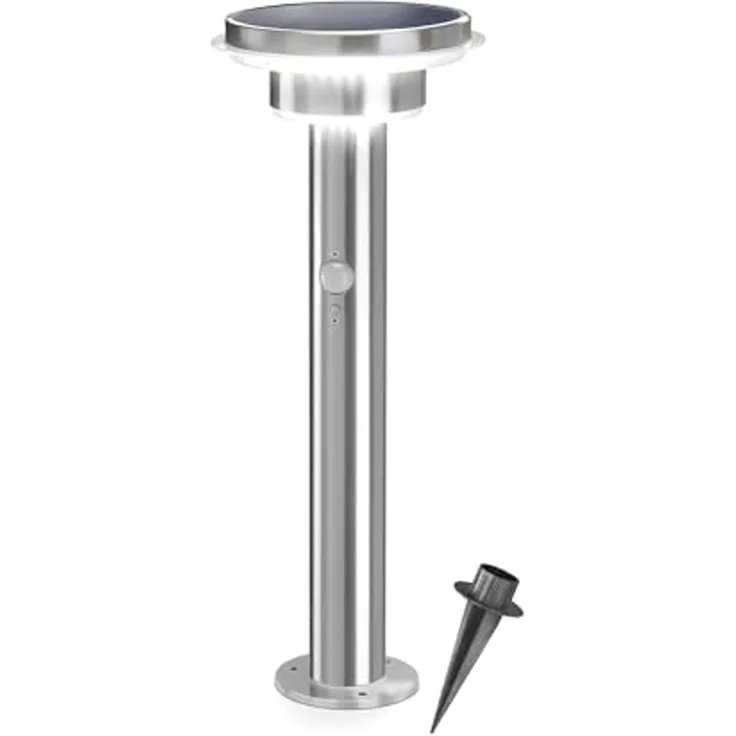 esotec LED Solarleuchte PIR Edelstahl Standleuchte Tini H=45cm 4000K 40 LEDs outdoor 102596, LED fest integriert