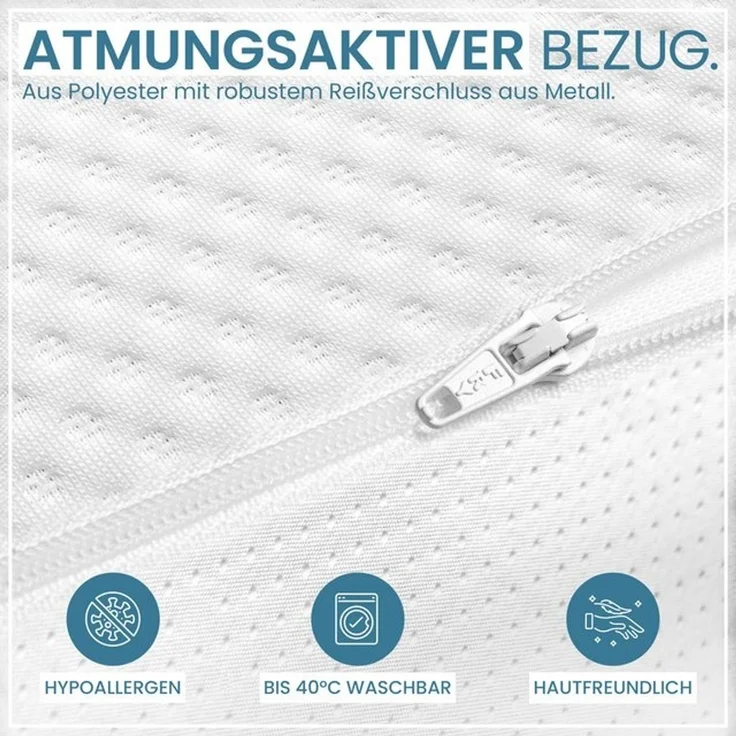 Gentle North, Topper Matratzentopper 7cm hoch H2/H3 - mit Gel-Memory- und Komfortschicht, 7 cm hoch, schadstoffgeprüft für Stoffe, Fäden, Reißverschlüsse, Schaum etc. – Bild 4