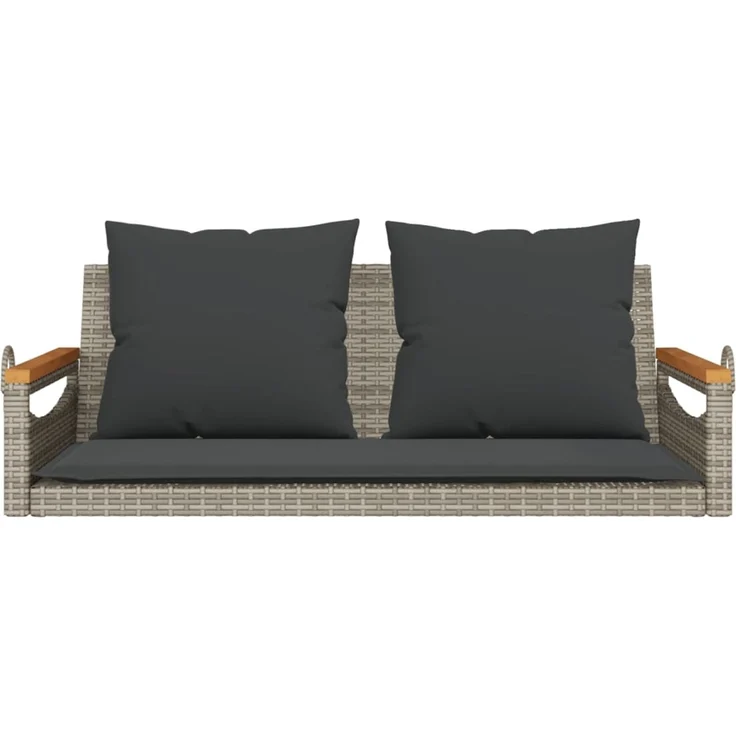 vidaXL Hängebank mit Kissen Grau 109x62x40 cm Poly Rattan 368147 – Bild 4