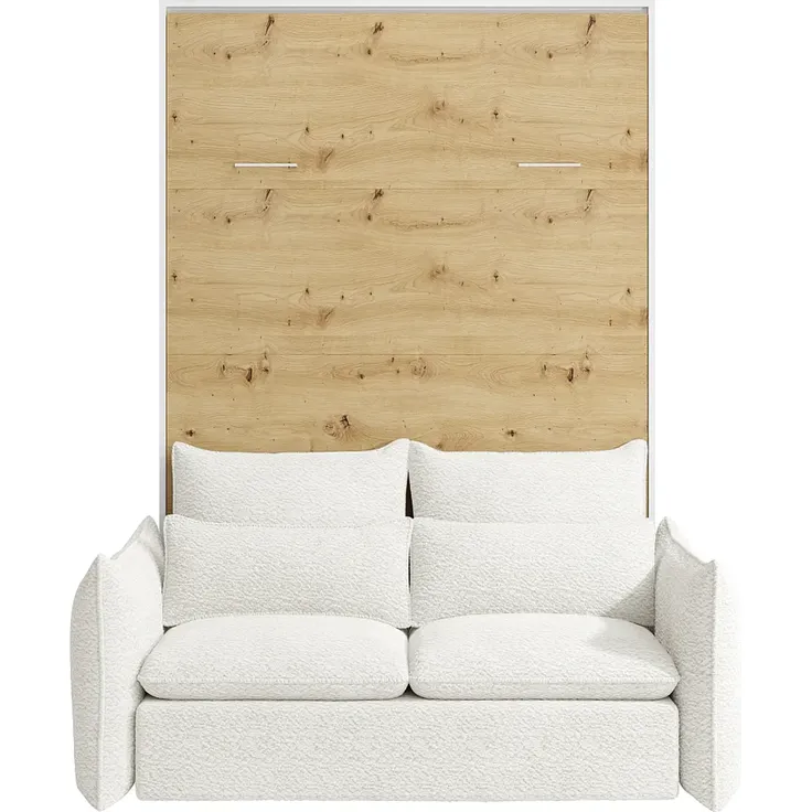 Vente-unique - BEGANIO Bett Holz, Platte BeigeWeiß - B 141 cm239,2 cm x H 225 cm x L 200 cm – Bild 5