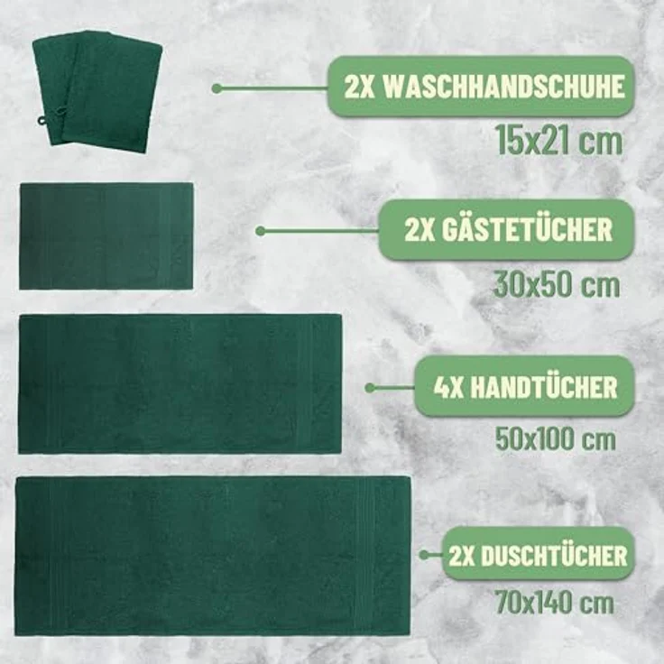 GREEN MARK Textilien Frottierset 10-teilig, dunkelgrün – Bild 3
