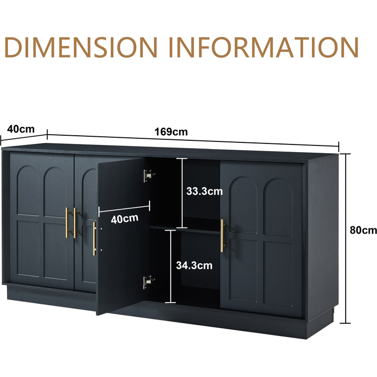 DESVIAE Sideboard mit verstellbaren Einlegeböden 169x80x40 cm MDF Schwarz – Bild 10
