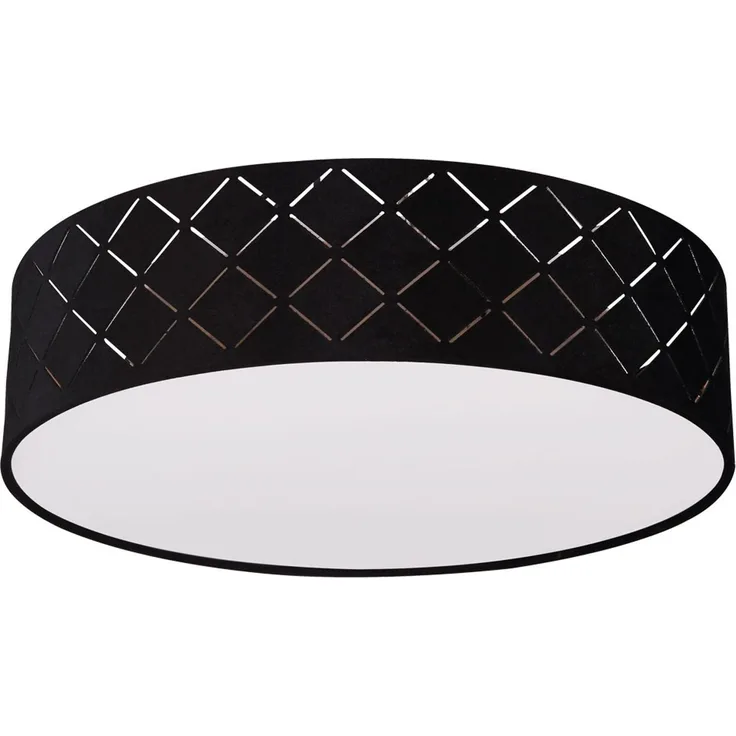 RGB LED Deckenleuchte, Textil, schwarz, gold, App Steuerung, D 38 cm
