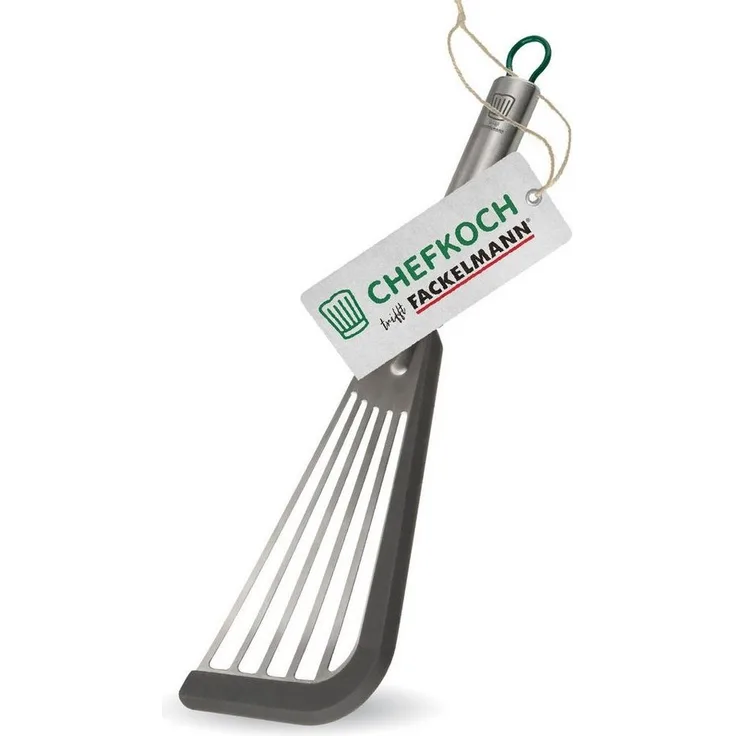 Chefkoch trifft Fackelmann Pfannenwender Flexi-Wender in Grau/Silber – Edelstahl/Silikon Funktionsteil