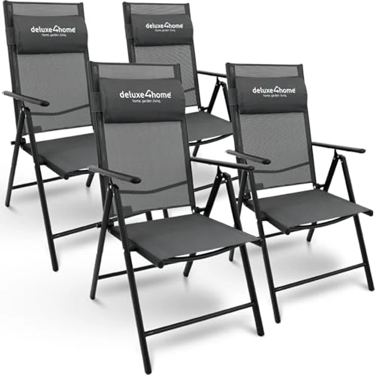 deluxe4home Gartenstuhl Hochlehner aus Metall, Klappbar & 7-stufig verstellbar – Bild 2