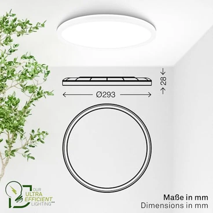BRILONER - EEK A LED Panel Effizient mit 11W bei 2400lm, ca. 50.000h Licht, flach, CCT, indirektes Licht, LED Lampe, Deckenleuchte, Wohnzimmerlampe, Deckenlampe, Flurlampe, 29,3x3 cm, Weiß – Bild 12