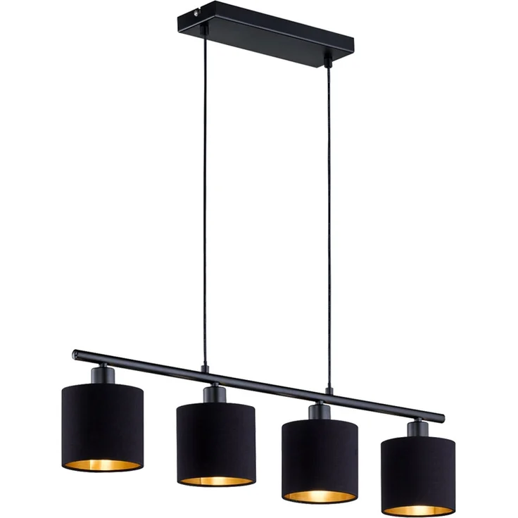 LED Hängeleuchte, Textil, schwarz-gold, Länge 75 cm, TOMMY – Bild 1