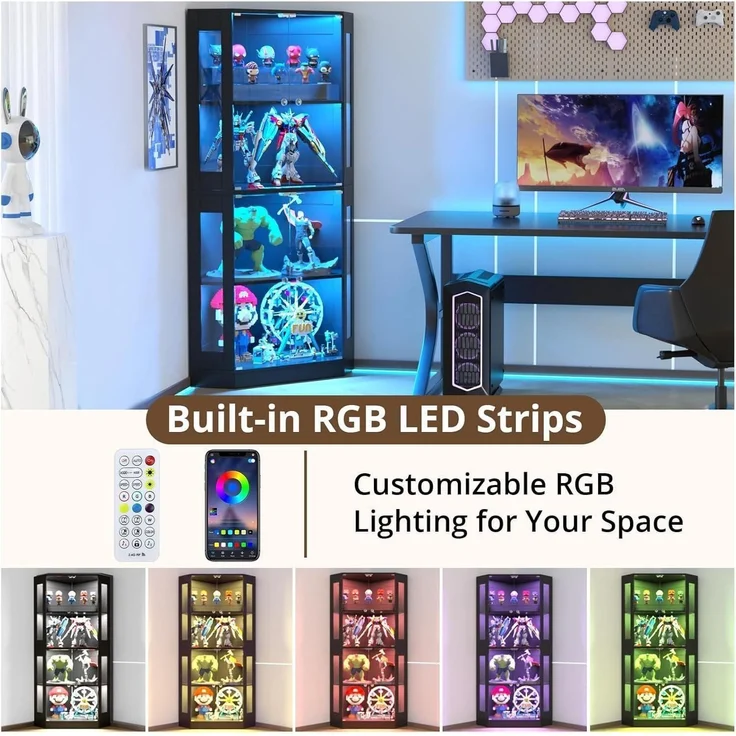 Eckvitrine mit gehärtetem Glas LED Beleuchtung – Bild 4