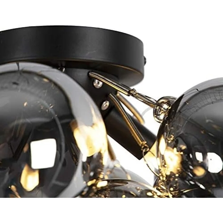 Qazqa Deckenleuchte Uvas, ohne Leuchtmittel, G9, Schwarz, Design, Glas, 4-flammig – Bild 3